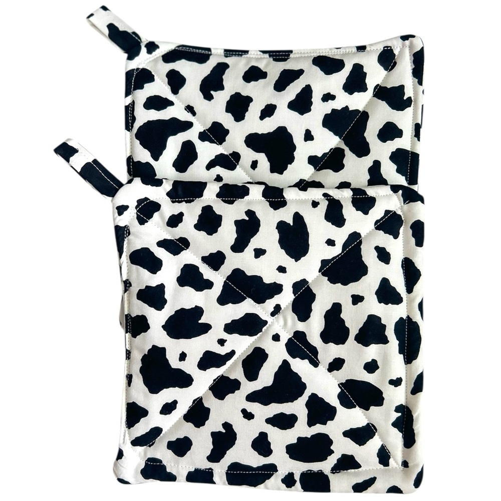 Hand Crafted Colorful Cow Print Fabric 100% Cotton Potholders Trivet Hot Mats